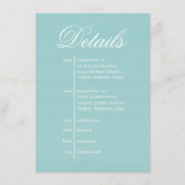 Carte D'accompagnement Turquoise Wedding Timeline Details Simple RSVP (Devant)
