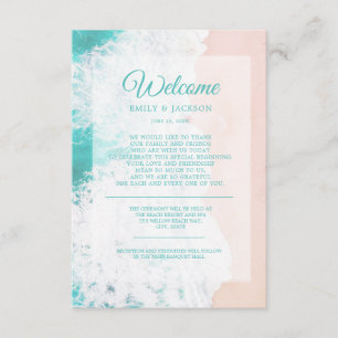 Carte D'accompagnement Turquoise White Beach Ocean Destination Mariage