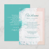 Carte D'accompagnement Turquoise White Beach Ocean Mariage Bienvenue (Devant / Derrière)