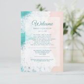 Carte D'accompagnement Turquoise White Beach Ocean Mariage Bienvenue (Debout devant)