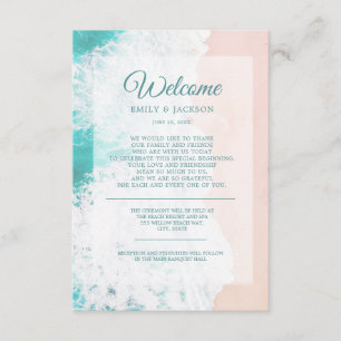 Carte D'accompagnement Turquoise White Beach Ocean Mariage Bienvenue