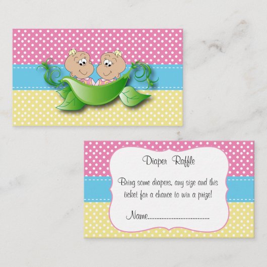 Carte D'accompagnement Twin Baby Girls - Deux Pois Dans Un Raffle De Papi (Devant / Derrière)