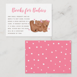 Carte D'accompagnement Twin Bears Theme Girls Baby shower Demande de rése