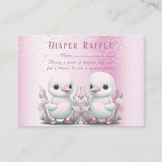 Carte D'accompagnement Twin Ducks Baby shower Floral rose (Devant)