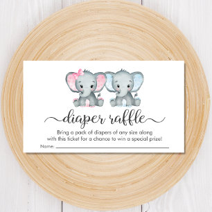 Carte D'accompagnement Twin Girl Boy Elephant Diaper Baby shower de caraf