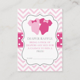 Carte D'accompagnement Twin Girls Pink Bodysuit Diaper Raffle Ticket