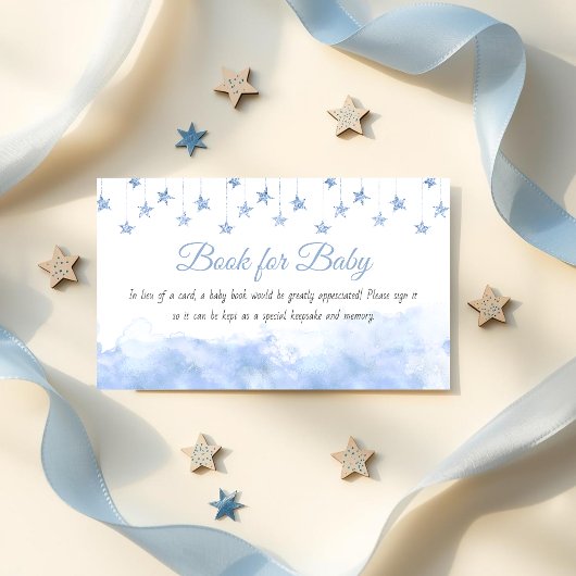 Carte D'accompagnement Twinkle Little Star Blue Baby Shower Book Request