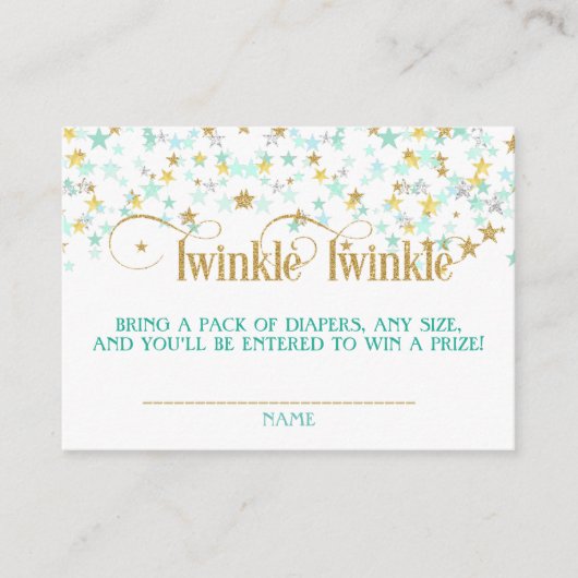Carte D'accompagnement Twinkle Little Star Diaper Raffle Mint Green Gold (Devant)