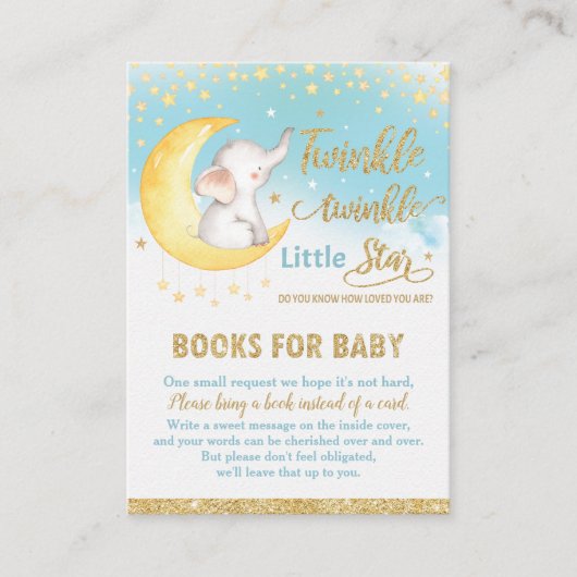 Carte D'accompagnement Twinkle Little Star Elephant Boy Apportez un livre (Devant)