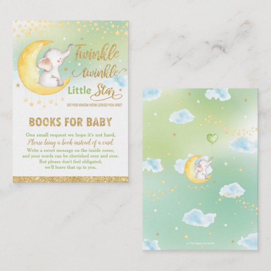 Carte D'accompagnement Twinkle Little Star Elephant Neutral Apportez un l (Devant / Derrière)