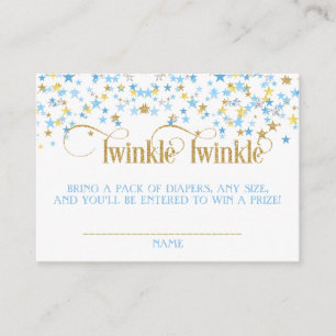 Carte D'accompagnement Twinkle Little Stars Twins Diaper Raffle Blue Gold