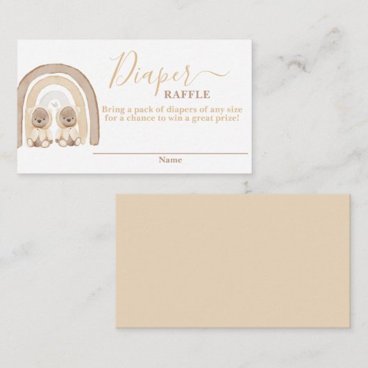 Carte D'accompagnement Twins Teddy Bear et Rainbow Diaper Raffcard (Devant / Derrière)