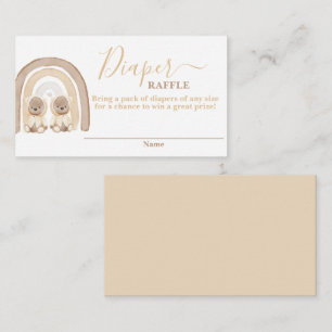 Carte D'accompagnement Twins Teddy Bear et Rainbow Diaper Raffcard