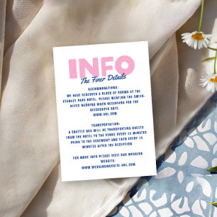 Carte D'accompagnement Type Moderne Gras Couleurs Vives Mariage Bleu Rose