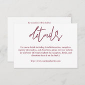 Carte D'accompagnement Typographie Bourgogne et blanche Détails du script (Devant / Derrière)