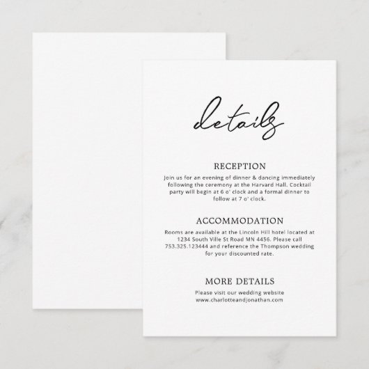 Carte D'accompagnement Typographie classique (Devant / Derrière)