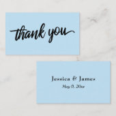 Carte D'accompagnement Typographie de script minimal Bébé Merci bleu (Devant / Derrière)