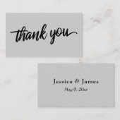 Carte D'accompagnement Typographie de script minimal gris clair Merci (Devant / Derrière)