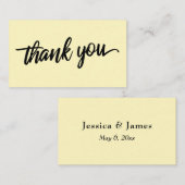 Carte D'accompagnement Typographie de script minimal jaune clair Merci (Devant / Derrière)