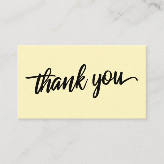 Carte D'accompagnement Typographie de script minimal jaune clair Merci (Devant)