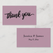 Carte D'accompagnement Typographie de script minimal Merci Mauve Moyen (Devant / Derrière)