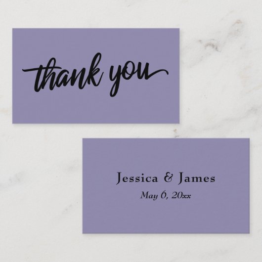 Carte D'accompagnement Typographie de script minimale Dusty Merci violet (Devant / Derrière)