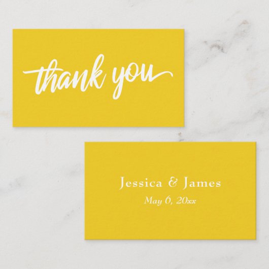 Carte D'accompagnement Typographie de script minimale Merci jaune gras (Devant / Derrière)