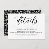 Carte D'accompagnement Typographie de script simple | Détails du Mariage (Devant / Derrière)