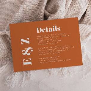 Carte D'accompagnement Typographie en gras Burnt Orange Détails Mariage