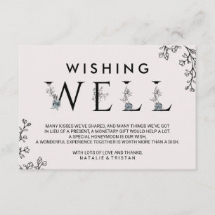 Carte D'accompagnement Typographie florale Mariage Wishing well