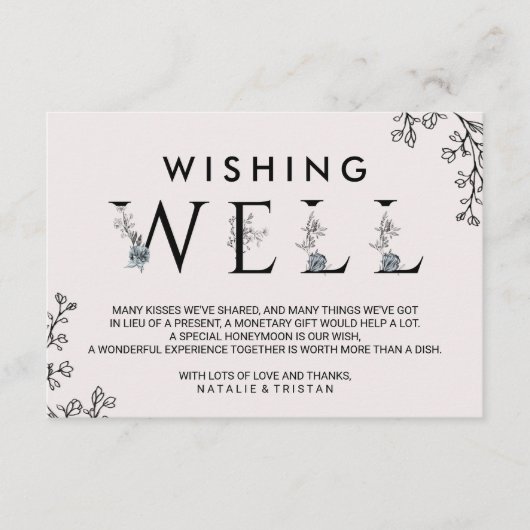 Carte D'accompagnement Typographie florale Mariage Wishing well (Devant)