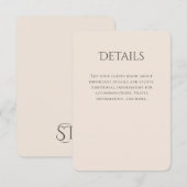Carte D'accompagnement Typographie Mariage beige incurvé Détails (Devant / Derrière)
