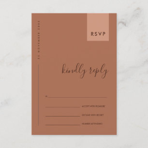 CARTE D'ACCOMPAGNEMENT TYPOGRAPHIE MARIAGE RSVP ORANGE ROUILLE MINIMAL