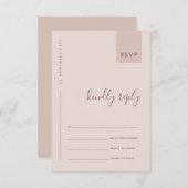 CARTE D'ACCOMPAGNEMENT TYPOGRAPHIE MARIAGE RSVP ROSE PÂLE SCANDI MINIMAL (Devant / Derrière)