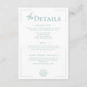 Carte D'accompagnement Typographie minimale Aqua & White Shell Mariage (Devant)