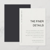 CARTE D'ACCOMPAGNEMENT TYPOGRAPHIE MINIMALE NOIR BLANC DETAILS MARIAGE (Devant / Derrière)