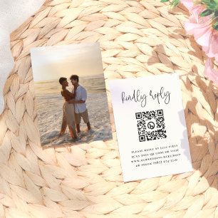 Carte D'accompagnement Typographie minimale Photo Code QR Mariage RSVP