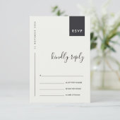 CARTE D'ACCOMPAGNEMENT TYPOGRAPHIE MINIMALE SCANDI NOIR BLANC RSVP DE MAR (Debout devant)
