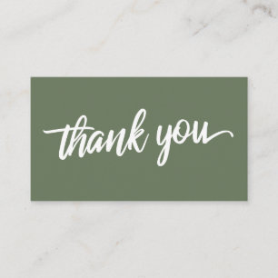 Carte D'accompagnement Typographie minimaliste de script Merci vert olive