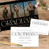 Carte D'accompagnement Typographie moderne B + W Graduation Party