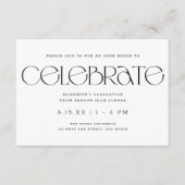 Carte D'accompagnement Typographie moderne B + W Graduation Party (Devant)