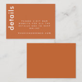 Carte D'accompagnement Typographie moderne | Burnt Orange Mariage Website (Devant / Derrière)