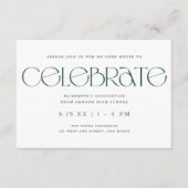 Carte D'accompagnement Typographie moderne Dark Green Graduation Party (Devant)