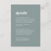 Carte D'accompagnement Typographie moderne | Détails du Mariage Vert Sage (Devant)