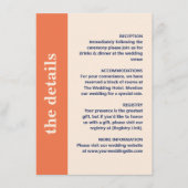 Carte D'accompagnement Typographie moderne en gras Détails du Mariage (Devant)