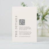Carte D'accompagnement Typographie Moderne Mariage Élégant Code QR Beige (Debout devant)