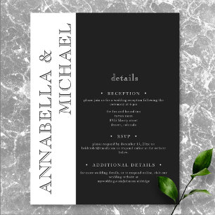 Carte D'accompagnement Typographie moderne Mariage noir blanc