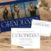 Carte D'accompagnement Typographie moderne Marine Blue Graduation Party