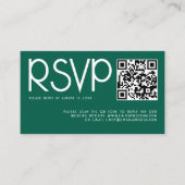 Carte D'accompagnement Typographie moderne QR Code Emerald Wedding RSVP (Devant)