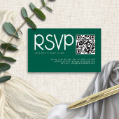 Carte D'accompagnement Typographie moderne QR Code Emerald Wedding RSVP